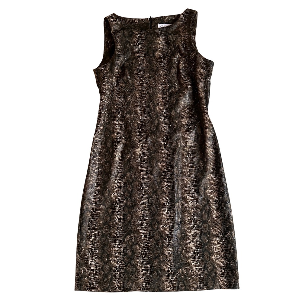 Vintage Y2K CDC Snake Skin Mini Dress Womens 6 90s Sparkle Whimsigoth Sleeveless